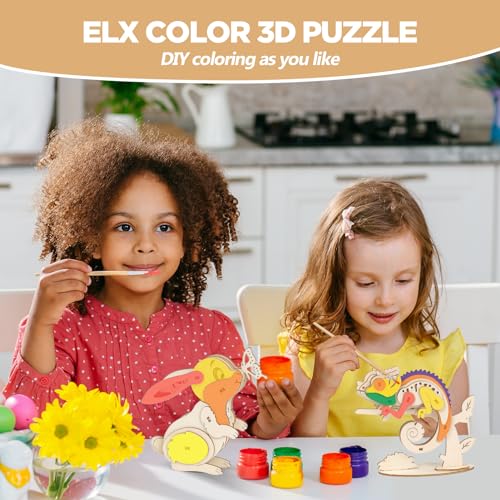 ELX 3D Wooden Animal Puzzles for Kids 6+, 4 Piece Set Animal Models, Wood Building Craft Kits Stem Toys peresents for Kids and Adults - style: 3D-Wildlife