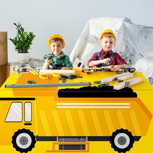 6 Ft Construction Tablecloths Birthday Party Decorations Truck Vehicle Theme Table Cover Washable Construction Vehicle Polyester Table Covers Protector for Truck Birthday Party Decorations - style: Construction