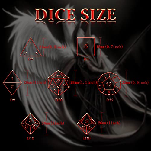 DND Dice,Metal Dice Set with Box HNCCESG,Hollow Dice Set of 7,Game dice for Dungeons and Dragons,Role Playing Dice Gaming for Board Game RPG (Angel Blood Splatter) - color: Angel Blue