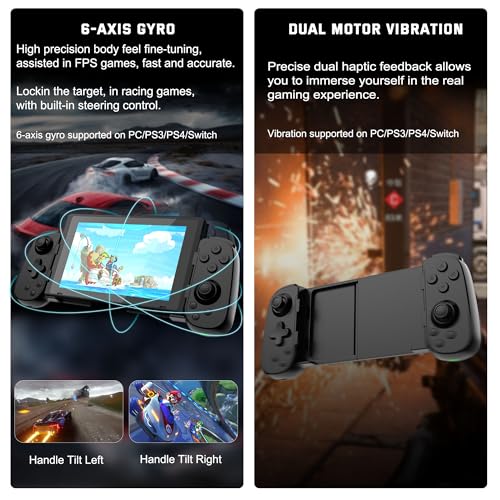 Joso Wireless Phone Controller for iPhone/Android, Mobile Game Controller with Hall Joystick Suitable for Xbox Cloud Gaming, PS Remote Play, Steam Link, Call of Duty & More - Black - color: Black | D6