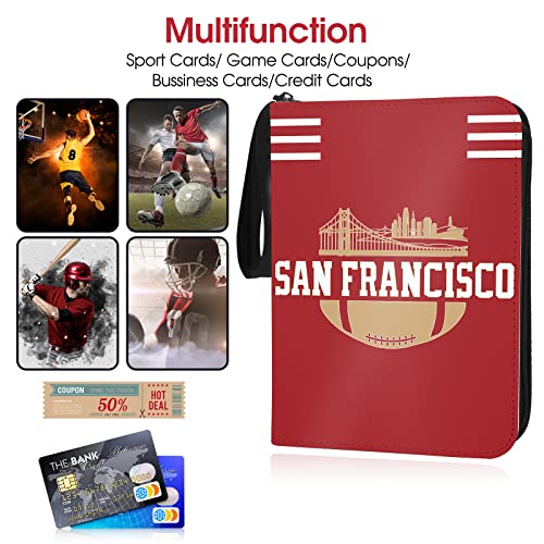 San Francisco Football Card Binder with Sleeves, 400 Pocket, 3 Ring, Waterproof, Dustproof, Durable - color: Scarlet, size: 400