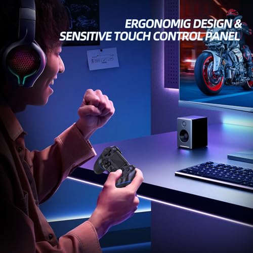 Turquvix Wireless Controller Compatible with PS-4/Pro/Slim - color: Midnight Black