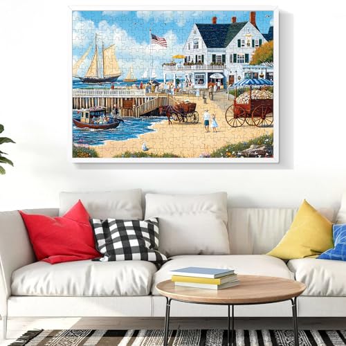 Jigsaw Puzzles 300 Pieces for Adults White Villa Puzzle 300 Pieces Adult Puzzles Games for Kids Ages 8-10 10-12 Recycled Cardboard Puzzle Pieces Family Challenging Game 20.5x15IN - style: White Villa