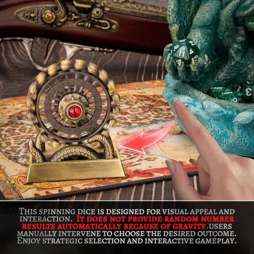 CZYY Ferris Wheel D20, Metal Fidget Spinner Dice for Tabletop RPG | Tentacle & Eye Design, Zinc Alloy, D20 Roulette Desk Gadget, Velvet Pouch, Gift for Dungeon Master & Fantasy Fans, Bronze - color: Bronze