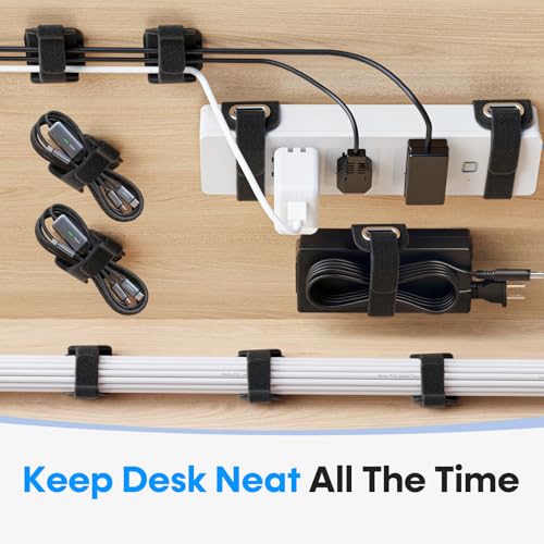 Cable Management Under Desk, 【All Power Strip Compatible】 Enhanced Grip Cord Organizer for Large Cable Bundle, Reusable Wire Clips Hider with Tight and Lock Design, Home Office Essentials,8 Pair