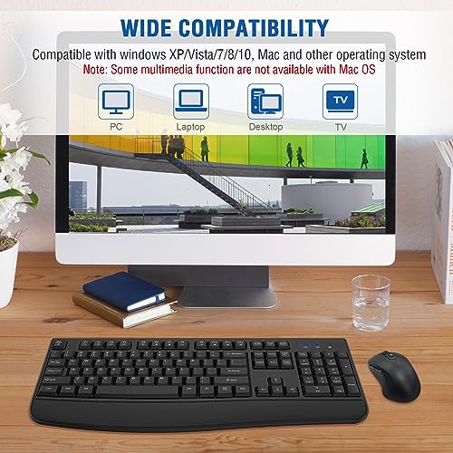 Wireless Keyboard and Mouse Combo, EDJO 2.4G Full-Sized Ergonomic Computer Keyboard with Wrist Rest and 3 Level DPI Adjustable Wireless Mouse for Windows, Mac OS Desktop/Laptop/PC(2 Pack) - color: 2 Pack