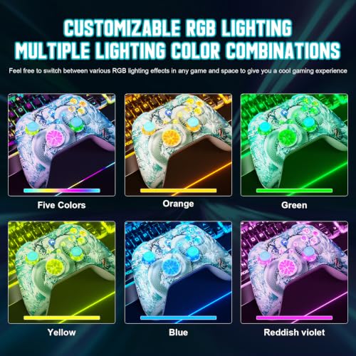 Gamrombo Wireless Gaming Controller Replacement for Xbox One, Xbox Series X|S, Xbox One S|X Controller with Hall Triggers, Hall Joysticks, Adjust RGB Light, Marco, Turbo, Audio Jack - color: Jade Dragon