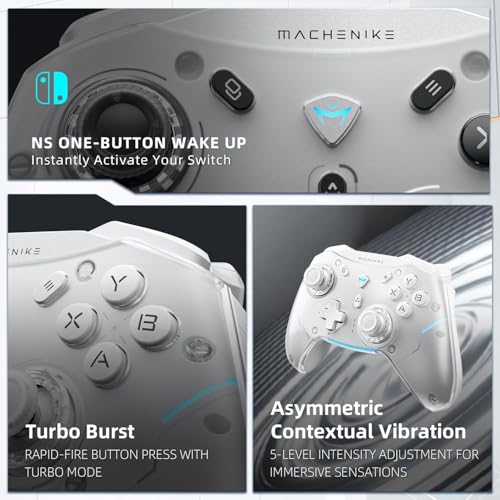 Machenike G5Pro Wireless Gaming Controller for Windows PC,Switch,IOS,Android,PC Controller Hall Effect Joystick/Triggers/Gyroscope,RGB Lights,Frost White - color: Frost White