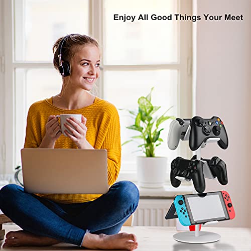 Controller Holder White, Headset Holder,Great 3 Tier Controller Headphone Organizer for All Headsets Xbox ONE 360 Switch PS4 PS5 (Elegant White) - color: Elegant White