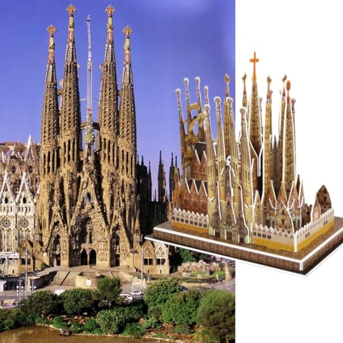 Architecture World Famous of 3D Puzzle.Build Your Own Collection of 17 Global Landmarks (Notre Dame, Colosseum) - Educational DIY Model Kit for Kids & Adults. (La Sagrada Família) - color: La Sagrada Família