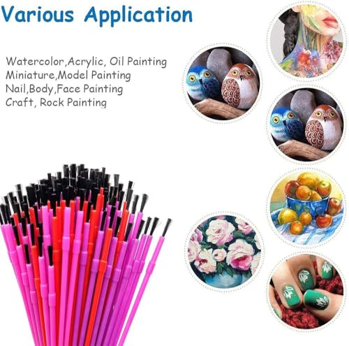 150pcs Plastic Paint Brushes Set Acrylic Paint Brushes Watercolor Brushes Colorful Detail Painting Kit Art Supplies for Educational & Learning Activity, 170mm - color: 150pcs Brushes