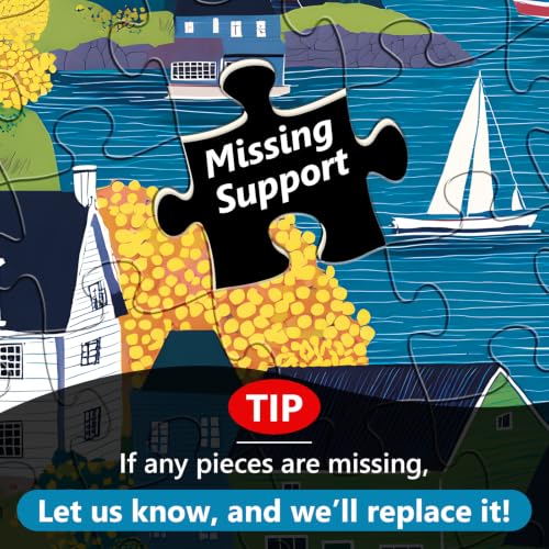 300 Piece Puzzles for Adults Kid,Large Piece Seaside Harbor Sailboat Puzzle