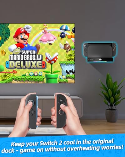 OLCLSS Cooling Fan for Switch 2 Dock, Dual High-Speed Fans with 3-Speed Adjustment, RGB Lighting, Quiet Operation, Wall Mountable Stand, USB Powered Cooling Fan for Switch 2 Console