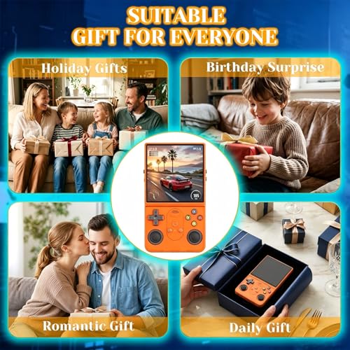 Retro Handheld Game Console, 4.0 Inch Screen, Portable Hand Held Open Source Linux System, 4000mAh Battery Retro Gaming Console (Orange) - style: Orange 64G