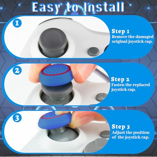 28 Pcs Controller Thumb Grips Set, Joystick Caps, Thumb Grip Cover Joystick Button Caps Controller Assist Silicone Accessories Replacement Parts