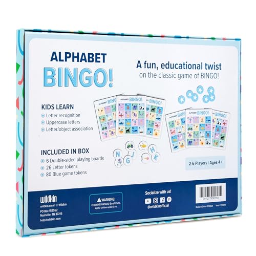 Wildkin Alphabet Bingo: Fun ABC Learning Game for Kids, Boost Memory & Learning for Boys and Girls, 2-6 Players Educational Bingo Adventure, Explore and Enjoy Alphabet Game Cards!