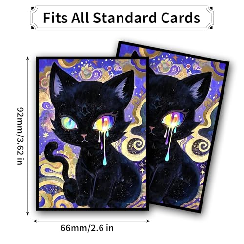 MTG Card Sleeves, Ultra Clear Front & Matte Finish Back, 100 Count Standard Size Matte Art Sleeve for Magic The Gathering - color: Painted Cat