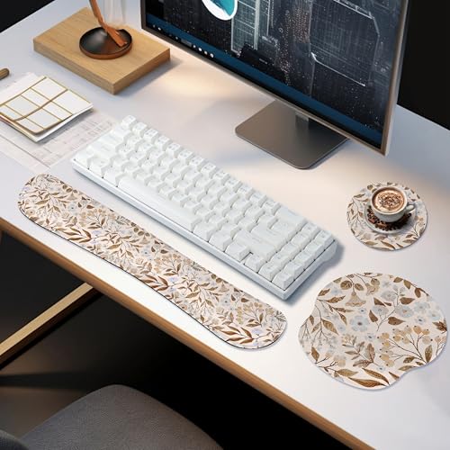 RICHEN Mouse Pad and Keyboard Wrist Rest, 3-in-1 Computer Mousepad and Coaster Set, Non-Slip Keyboard Wrist Rest and Mouse Pad Set Ergonomic Design (YKMWR-59) - color: Ykmwr-59