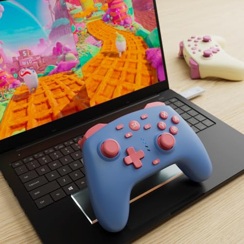 Wireless Switch Controller for Switch/Lite/OLED/Switch 2, Hall Effect Triggers & Joysticks/Wake-Up Function/Turbo, Switch 2 Controller with 2.4G Adapter/2 Macro Buttons, Switch 2 Pro Controller 2 Pack - color: Yellow&Blue