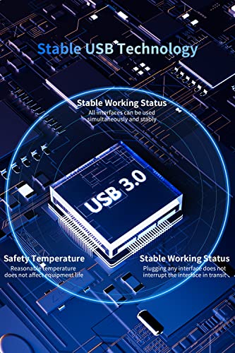 UtechSmart USB Hub, 4-Port USB 3.0 Hub, Ultra-Slim USB Adapter for Laptop, 5Gbps Fast Data Transfer, USB 3.0 Splitter for Dell, HP, MacBook (Grey) - color: Grey
