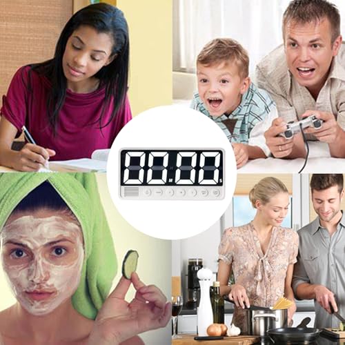 Digital Kitchen Timer - 7.1” Extra Large Display LED Magnetic Rechargeable Countdown/Up Timer, with 6 Alarms 4 Levels Volume Memory Function for Cooking, Classroom, Office, Home Gym (White) - color: White