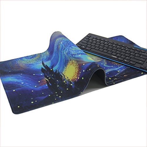 LIEBIRD® Extended XXXL Gaming Mouse Pad - Dimension - Portable with Extended XXL Size - Non-Slip Rubber Base - Special Treated Textured Weave with Precision Control (Starry Night) - color: Starry Night