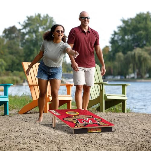 YouTheFan NCAA 2’ x 3’ Wood Cornhole Game with Logo Bags - color: Maryland Terrapins