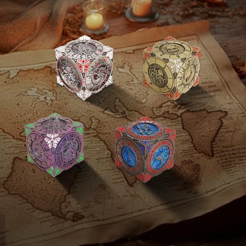 Spinner DND Dice, Rotating Metal Dice Set with 3D Relief Design, Cool Premium Polyhedral RPG Dice for Tabletop Games & Dungeons & Dragons Players(Black Nickel Red) - color: Black Nickel Red