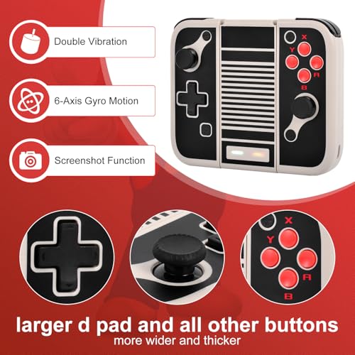 MINSWC NES Style for Nintendo Switch Controller,Wireless Switch Controllers | Compatible with Nintendo Switch/OLED/Lite,more larger d pad and all other buttons - color: Black