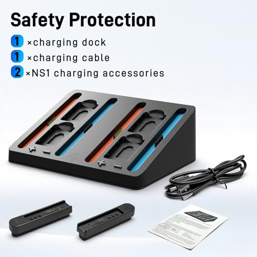 Charging Dock for Nintendo Switch 2 & 1 Controller | 4 in 1 Magnetic Secure Charger for Joy-Con 2 & Controllers | with 4 Game Card Slots & Organized Storage
