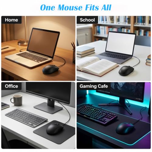 Wired Computer Mice 10 Pack Mini USB Silent Mouse Bulk, Ergonomic 3 Button Plug and Play Mice for Students Office School Home Remote Work PC