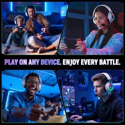 Wireless Gaming Headset for PS4, Ultra-Light, Compact, Wired for Xbox Only | 226.8g(8온스) 제로 피로, 360° ENC 마이크, 2.4G/BT/USB-C/유선, 7.1 오디오, 40H 배터리, PS5/PS4/PC/모바일에 적합, Xbox용 무선 없음