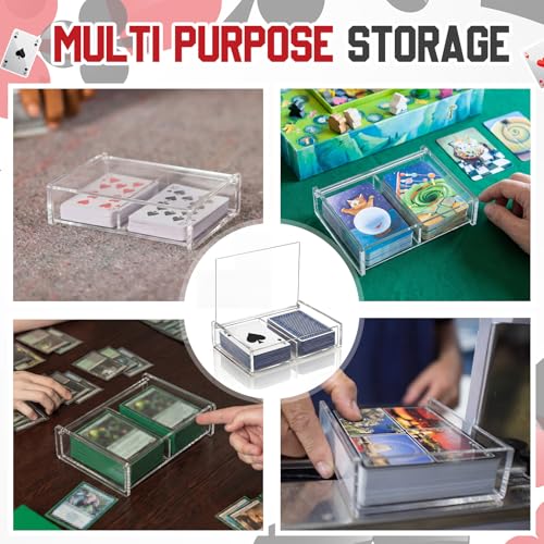 Yinkin 2 Pcs Acrylic Double Playing Card Deck Case Transparent Storage Playing Card Holder for Poker Bridge Game Cards