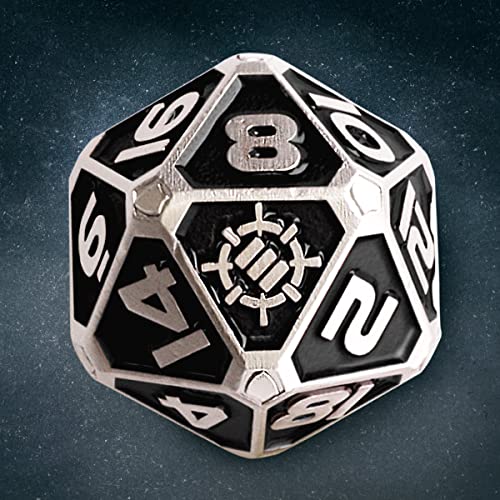 ENHANCE DND Metal Dice Set - 7pc Polyhedral Dice with 2-in-1 Vegan Leather Bag and Tray, Solid Metal Set for Dungeons and Dragons, Pathfinder, More RPGs (Collector's Edition Black) - color: Dragon Black