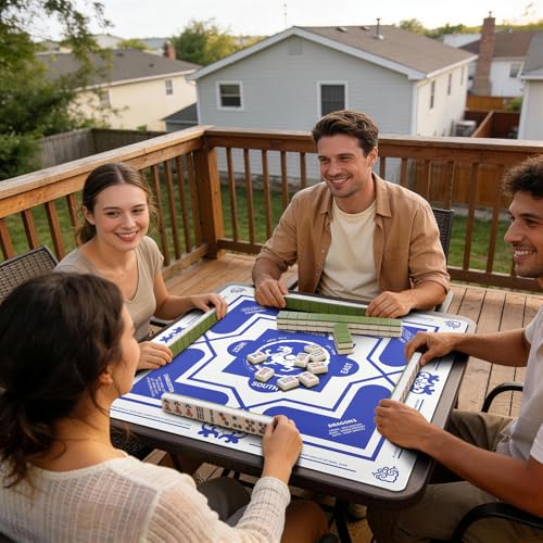 Mahjong Mat 31.5" x 31.5" Non-Slip Noise Reduction Table Cover, American Mah Jongg Mat for Table with Carry Bag, Waterproof Gaming Surface for Poker, Card, Dominoes, Board & Tile Games - color: White Tiger