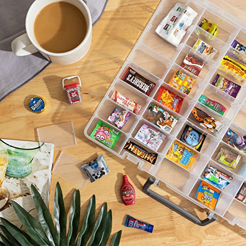MYMOON HOME Plastic Toy Storage Case Compatible with Mini Brands Collector Toys, Shopkins, Real Littles, and LOL Surprise Series 1, 2, 3, 4, Collectible Compartments for Miniatures, Travel Friendly