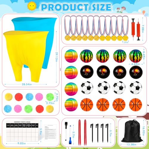 EULRGAUS Granny Pants Yard Game, Tossing Game Set with 20 Bouncy Balls & 10 Water Balls for Kids Adults, Family Outdoor Party Game for Carnival, Field Day, Reunion, Birthday Backyard & Lawn