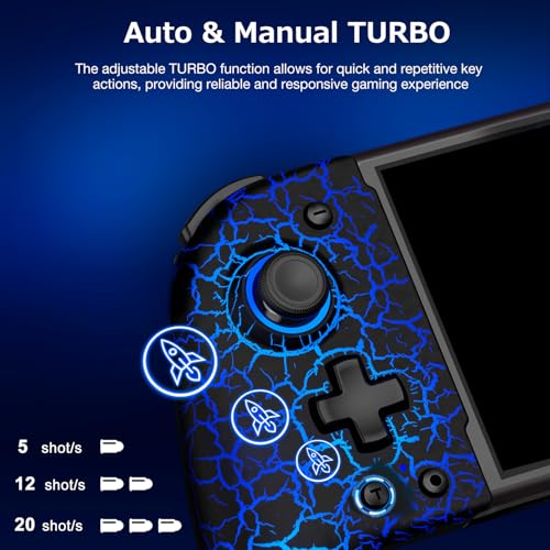 Spican Switch Controllers for Nintendo Switch/OLED, Hall Effect Wireless Pro Controller One-Piece Joypad, Full-Size Ergonomic Handheld Mode Gamepads with 17 RGB Light/Battery/Turbo/Macro/4 Game Slot - color: Black-Crack Pattern, size: 6.2"/7"