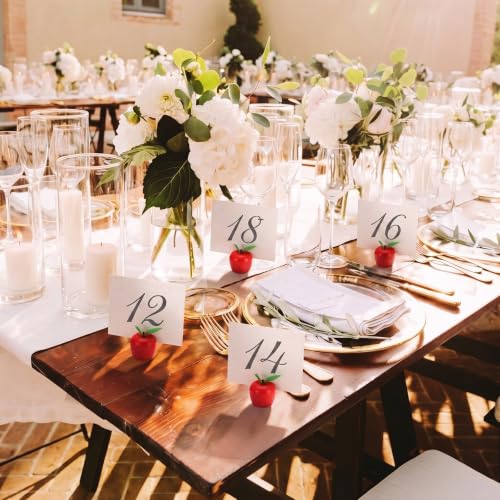 Leinuosen 24 Pcs Resin Apple Place Card Holder Rosh Hashanah Red Apple Table Number Holder Name Place Centerpieces Photo Stand for Rosh Hashanah Party Wedding Birthday Party Favors - style: Apple