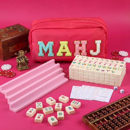 Soulchen Mini American Mahjong Tile Set Include 160 0.8 Inch Mahjong Tiles 2 Dice 4 Wooden Rulers 1 Accessory Bag 4 Beginner Rule Cards(Cocktail) - style: Cocktail