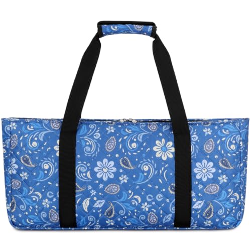 PiPiCat 2026 Complete American Mahjong Set, 166 Tiles (30mm) with 31.5x31.5in Mat One-Click Flip Reinforced 18-Inch Rack/Pushers Shockproof Bag & 6 Spare (Ethnic Style Blue) - color: Ethnic Style Blue