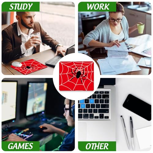 Mouse Pad Spider on Spider Web Square Mousepad Desk Mat with Non Slip Rubber Base, Stitched Edge Mouse Mat Desk Pad for Work Game Office, 9.5x8 Inches - color: Spider on Spider Web