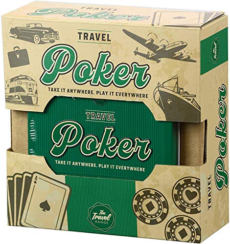 Funtime Gifts Travel Poker Compact Portable Pocket Sized Game Tin Set Gift, Multi-Coloured, PL7440