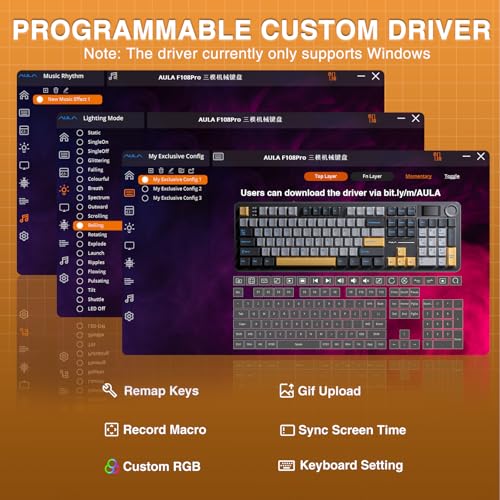 AULA F108 PRO - Wireless Mechanical Keyboard with Screen&Knob,Hot Swappable Gaming Keyboard with 8000mAh Battery,Pre-lubed Switches,RGB Backlit,PBT Keycaps Creamy Sounding Computer Keyboards,104 Keys - color: Mocha Mousse