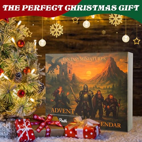 24-Day Fantasy Tabletop Advent Calendar – 24 Unpainted 28–32mm RPG Miniatures – PVC Figures for Roleplaying, Skirmish & Board Games – Holiday Gift for Game Masters & Painters