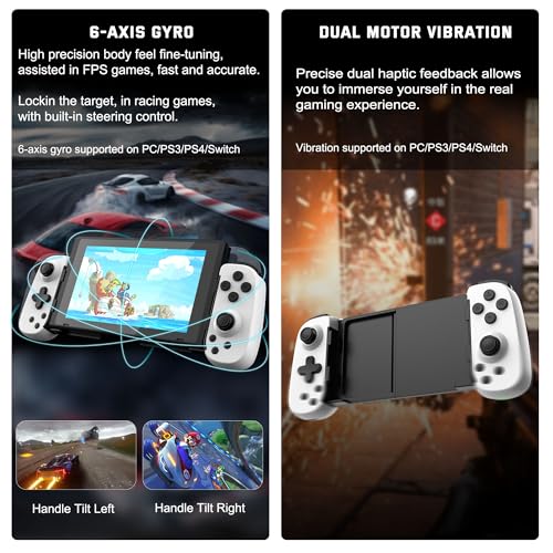 Joso Wireless Phone Controller for iPhone/Android, Mobile Game Controller with Hall Joystick Suitable for Xbox Cloud Gaming, PS Remote Play, Steam Link, Call of Duty & More - White - color: White | D6