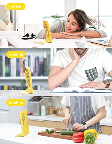 Zuvas Desk Fan Small Rechargeable Battery Table Fans for travel Ultra Quiet | 180° Tilt Folding, LED Dislay, Portable Fan Slim Design, 3 Speed Adjustable, for Office Bedroom Desktop, Cruise Essentials - color: Yellow