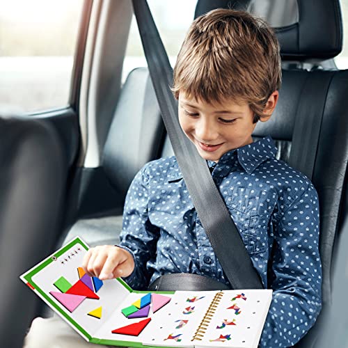 Travel Tangram Puzzle Car Game Magnetic Pattern Blocks Road Airplane Trip Essentials Activities Montessori Educational Toys Brain Teasers Book for Age 4-8 Kids Boys Girls Toddler (368 Solution) - color: 368 Solution