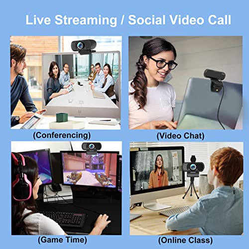 1080P Webcam with Microphone,Web Camera for Desktop Computer Laptop | Wide Angle Webcam With Tripod/Privacy Cover,110°FOV,Plug and Play USB Camera for PC Laptop Mac Zoom Conference Game Streaming - color: 1080P webcam