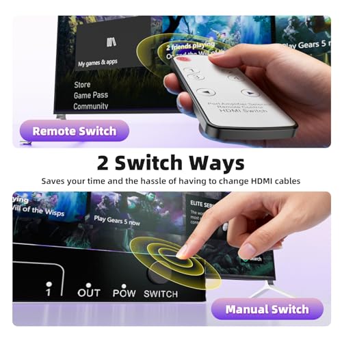 8K@60Hz HDMI Switch 4 in 1 Out. ALYYDBG 4K@120Hz/240Hz HDMI 2.1 Switcher Supports Dynamic HDR10+ HDCP 2.3 CEC, Works with Gaming Consoles TV Box Stick Computer to TV Monitor Projector - size: 4x1